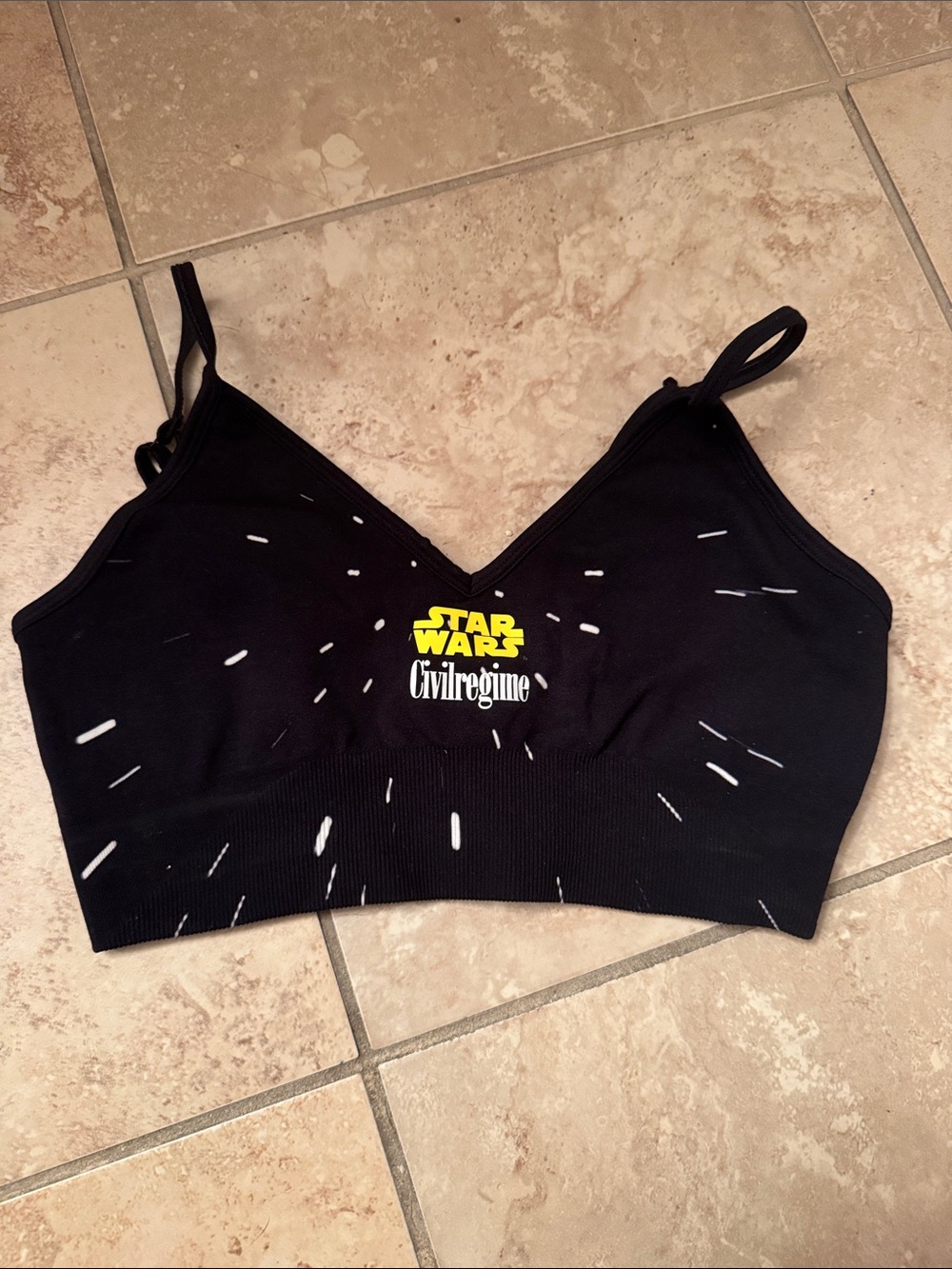 Star Wars x Civilregime Black Graphic Sports Bra